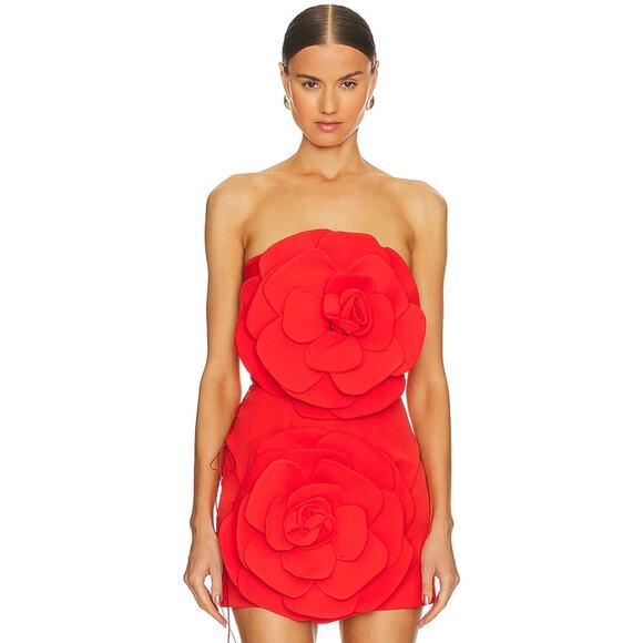 MISCREANTS Bouquet Dress With Gloves in Red New Size Small - Picture 1 of 3